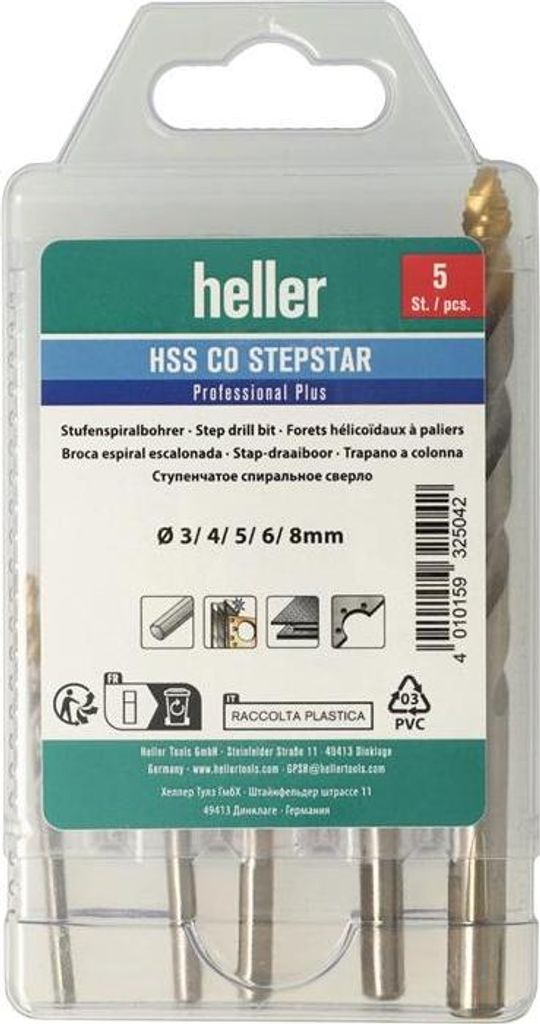 Metallbohrer-Set DIN 338 Stepstar Nenn-Ø 3-8 HSS-Co TiN 5-teilig Multibox
