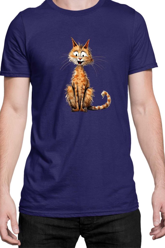 Herren T-Shirt Funny Cats Breeds Cheetoh Cat, Man S / Dunkelblau