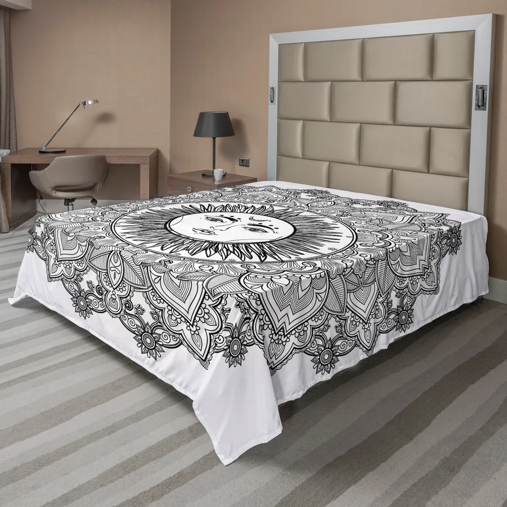 Lenzuolo Bohemian Mandala ABAKUHAUS Bianco e Nero 275x260