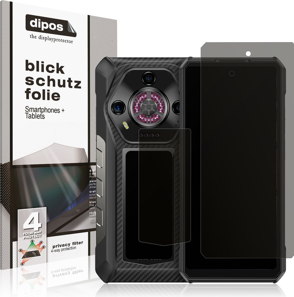 Blickschutzfolie für Ulefone Armor 30 Pro (inkl. Rückseite) matt Schutzfolie Folie Display Schutz dipos