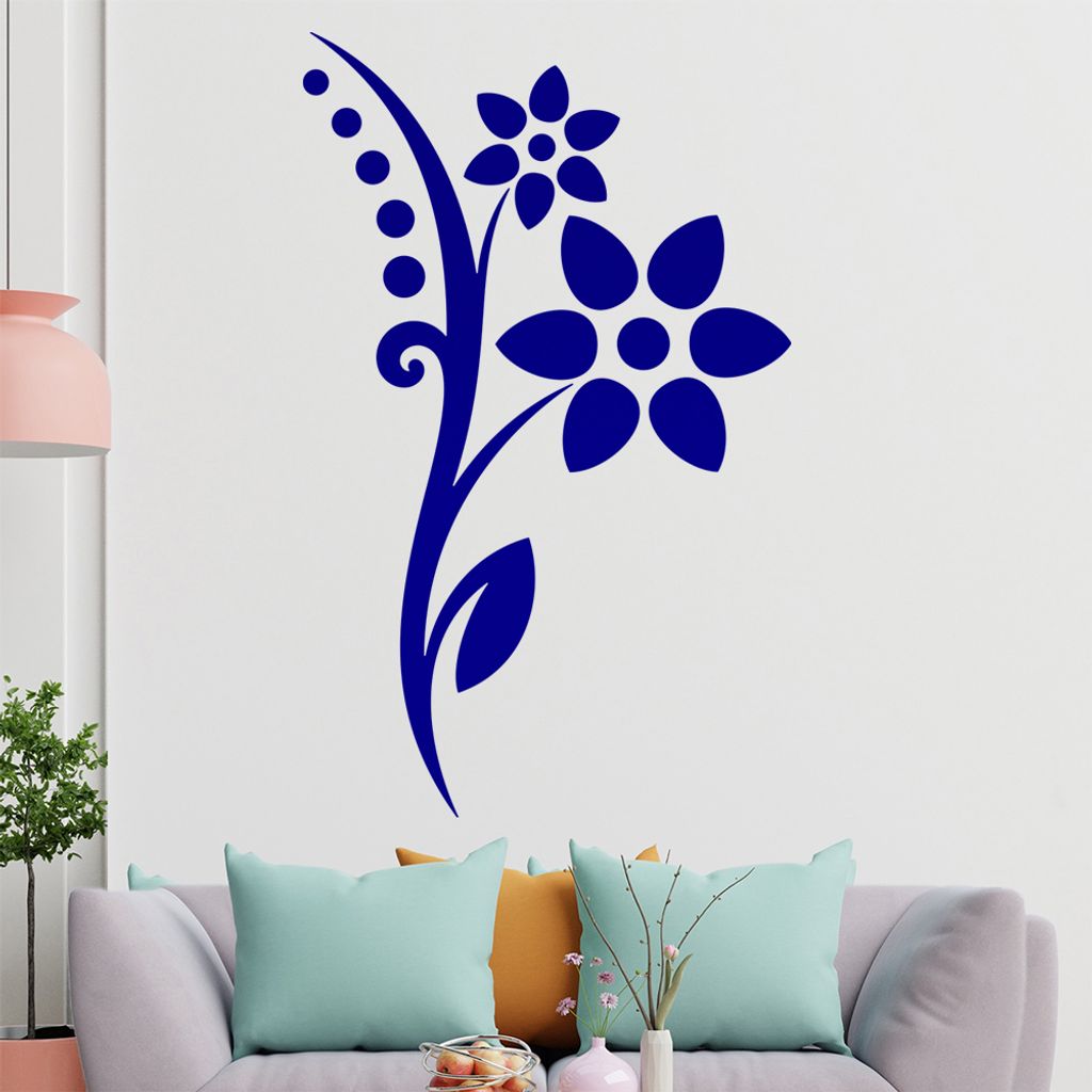 Blume - Punkte Linien Wandtattoo in 6 Größen - Wandaufkleber Wall Sticker - Dekoration, Küche, Wohnzimmer, Schlafzimmer, Badezimmer