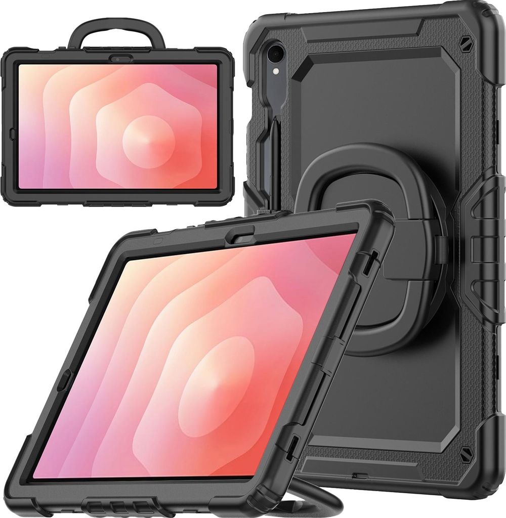 Mobilize Rotating Defender Tablet Hülle für Samsung Galaxy Tab S11 Hülle Kunststoff,Silikon + Schulterträger - Schwarz