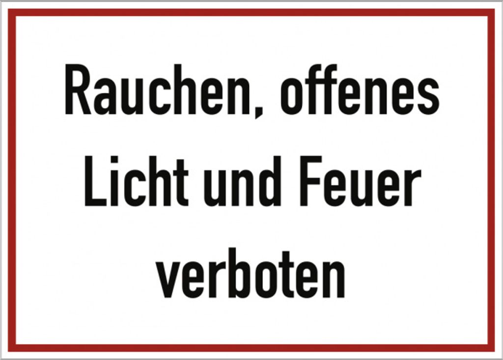 Dreifke Schild Rauchen, offenes Licht und Feuer verboten, Alu, 350x250 mm