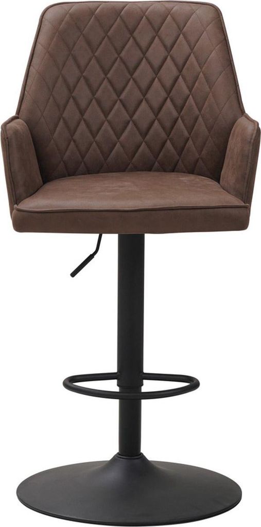 Bolt Edge Barhocker – Taupe – Mit Rückenlehne und Armlehnen – Microfaser – Höhenverstellbar – Für Küche und Bar – 1 Stück Barhocker