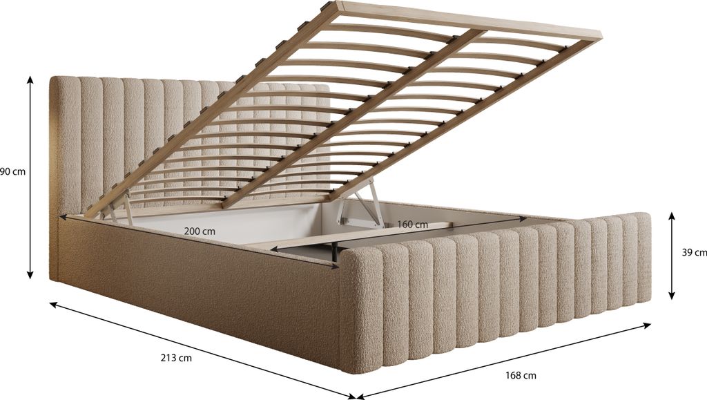 Polsterbett 120x200 Beige Boucle Stoff Bett | Kaufland.de