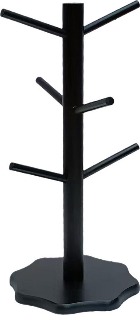 Bambus-Becherhalter-Baum, 6 Haken, Kaffeetassenständer, rutschfester Kaffeetassenständer, einfach zu installierender Tassen-Organizer-Ständer f...