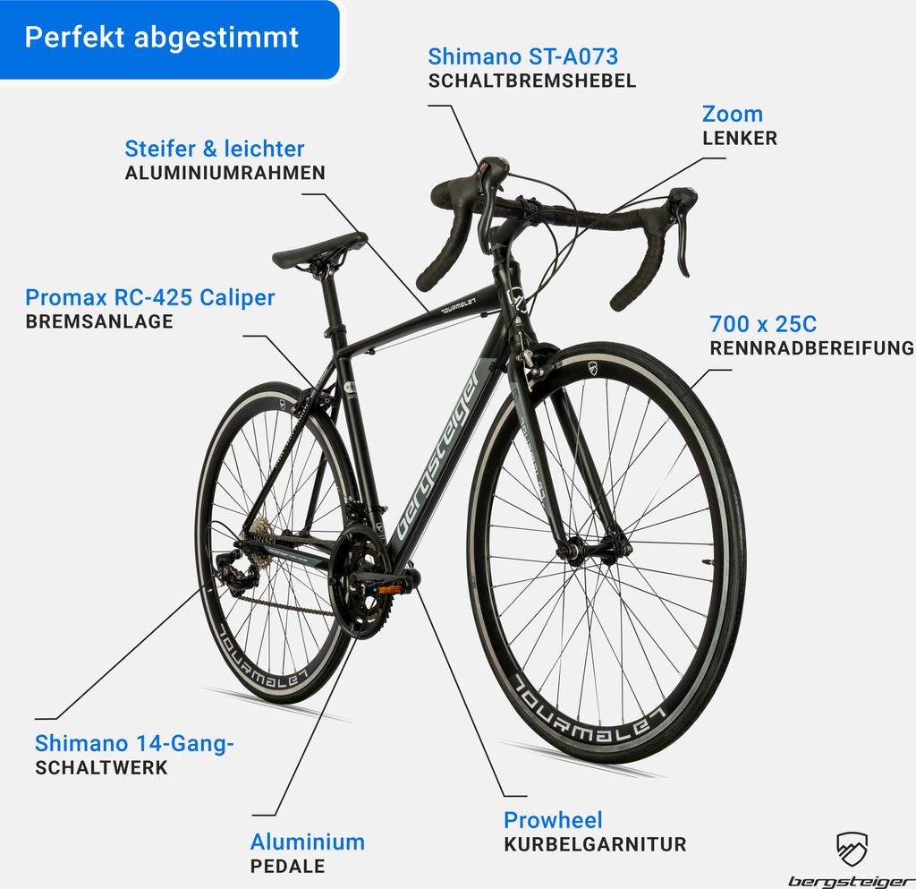 Bergsteiger Tourmalet 28 Zoll Rennrad, Aluminium Gravelbike Produktbild 5