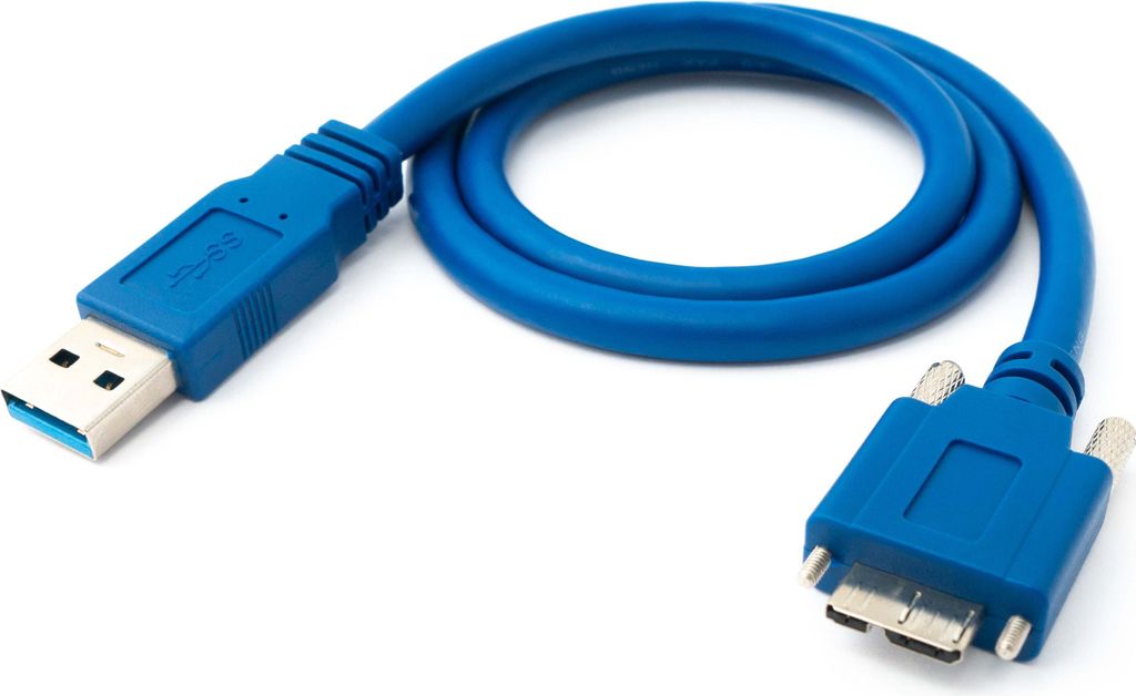 SYSTEM-S USB 3.0 Kabel 60 cm Micro B Stecker zu Typ A Stecker Schraube in Blau