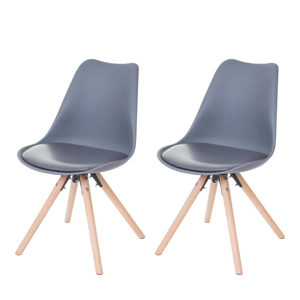 Chaises de salle à manger grises en similicuir avec pieds bois Malmö