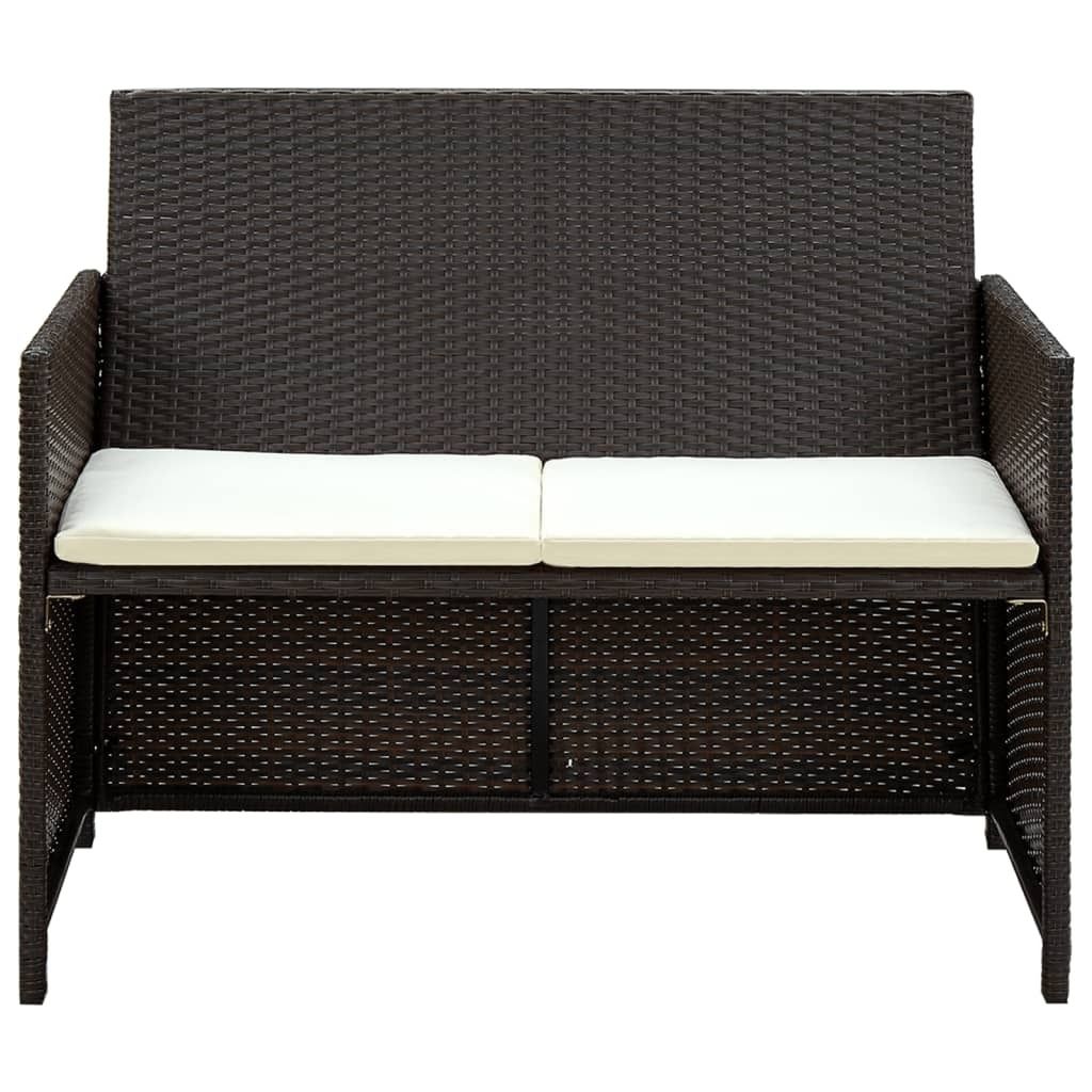 vidaXL Divano da giardino a 2 posti con cuscini in poly Immagine del prodotto 
