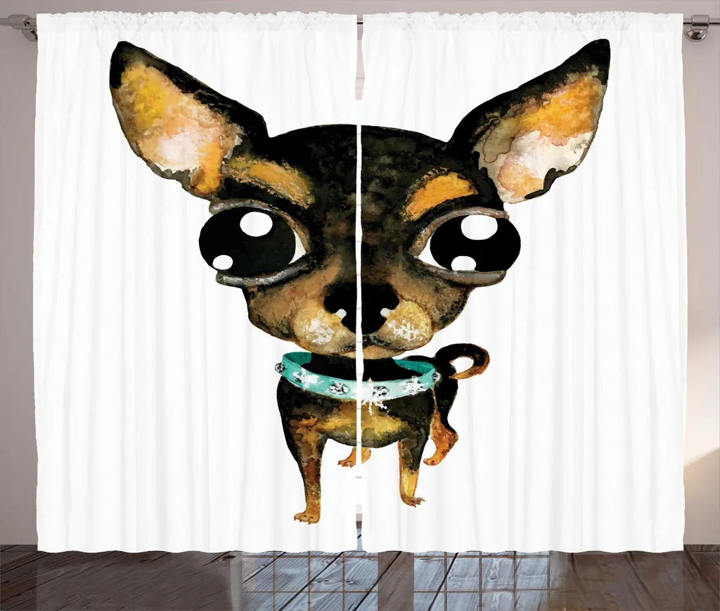 Rideaux de Salon Imprimés Chihuahua Rideau Universel 280 x 225 cm Grand