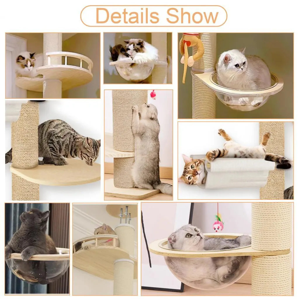 Arbre à chats 6 étages avec kit de fixation plafond et hauteur variable - 5