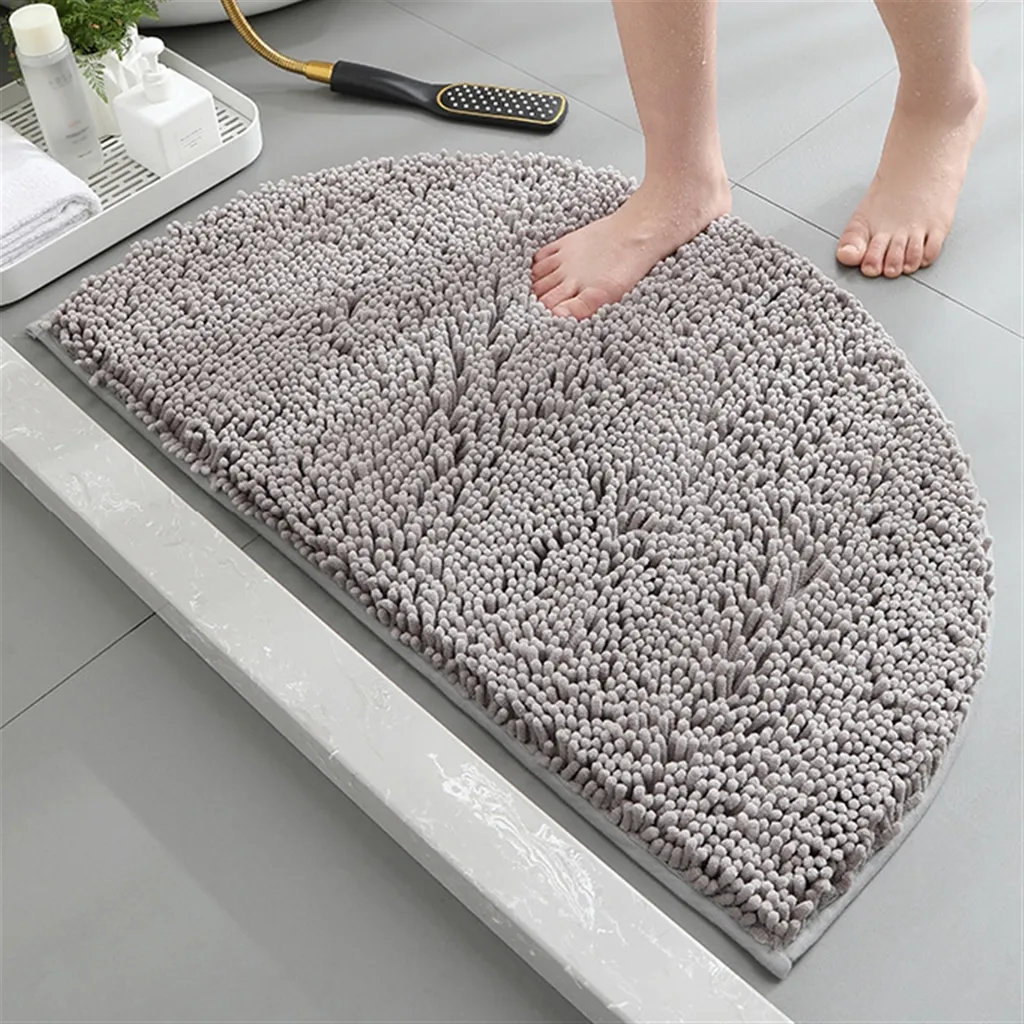 50x80 cm, Tappetino da bagno antiscivolo semicircolare, Tappetino da bagno super assorbente ad asciugatura rapida per bagno, vasca da bagno, cucina, colore: grigio chiaro - 2