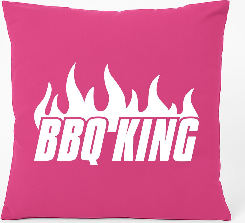 Huuraa Couchkissen BBQ King Flammen Geschenk 40x40cm mit Füllung Fuchsia Baumwolle BBQ King Souvenir