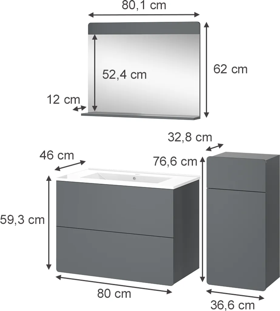 Aménagement Salle de Bain Gris Vicco Izan 4 Pièces : Stockage et Style