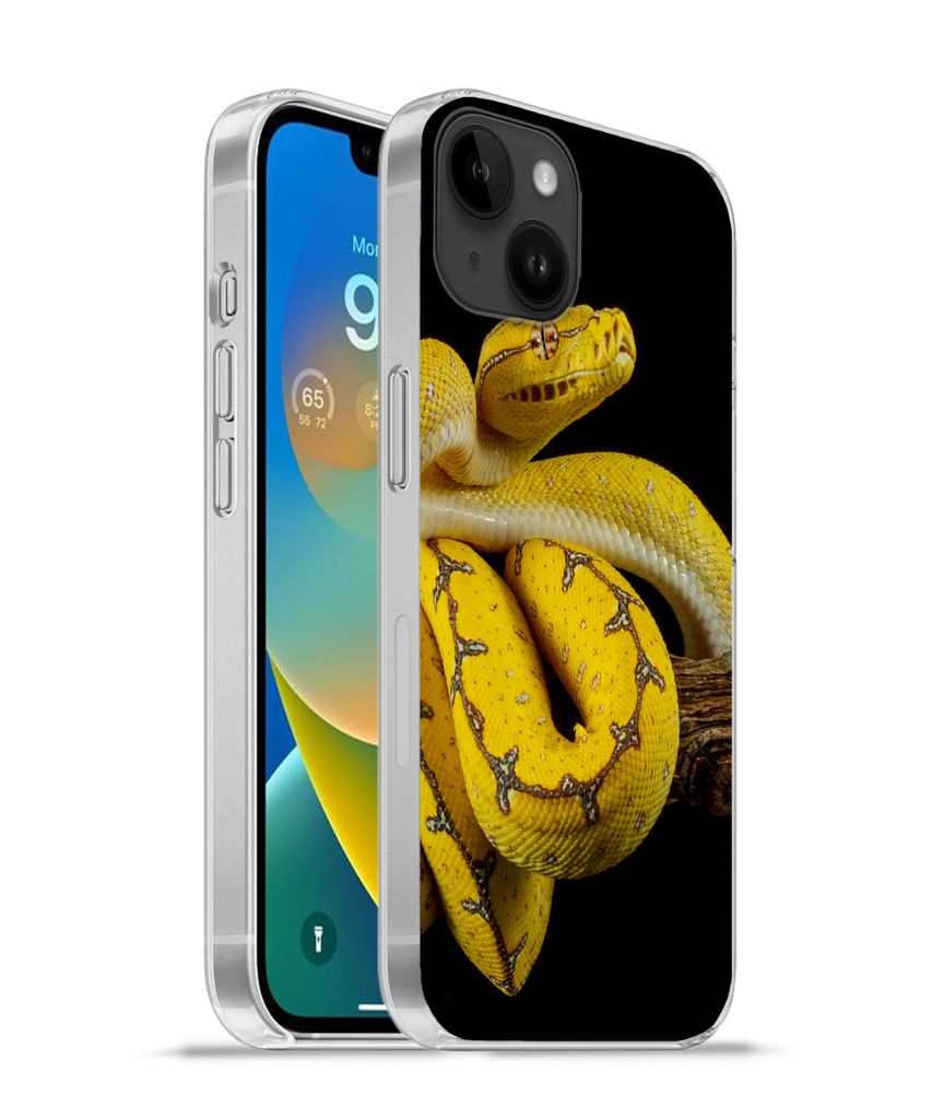 MuchoWow Handyhülle Schutzhülle Hülle für Apple iPhone 14 Plus - Soft case Schlange - Zweig - Gelb Silikon Softcase Handy Hülle - Abbildung