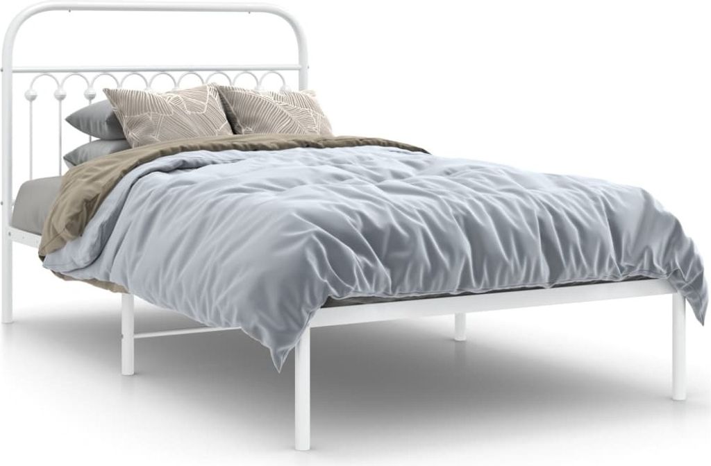 "Rabatt" Bettgestell Komfort - mit Lattenrost - mit Kopfteil Metall Weiß 107x203 cm - Klassische Betten CC17300