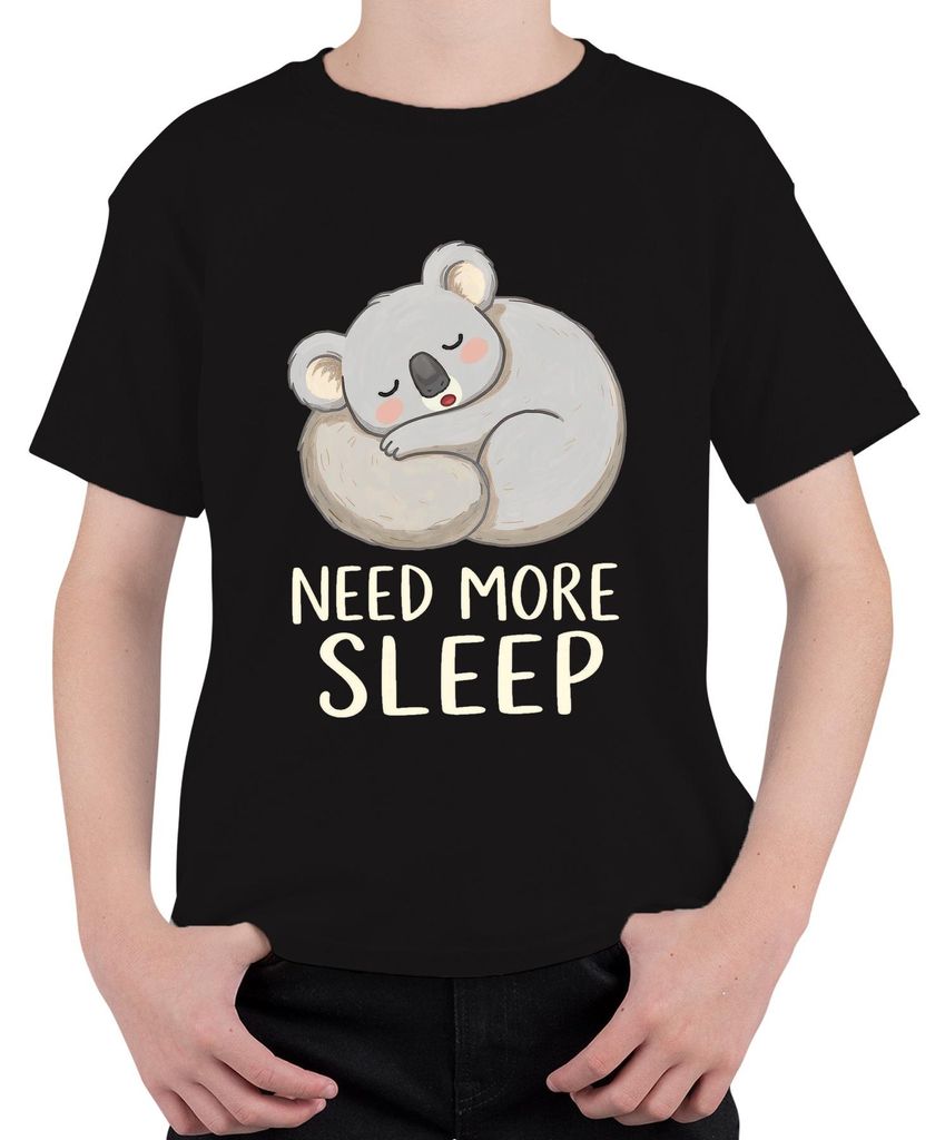 Need More Sleep Koala süßer Baby Geschenk niedlich Schlaf lustig Uni Kinder T-Shirt, Schwarz, 116