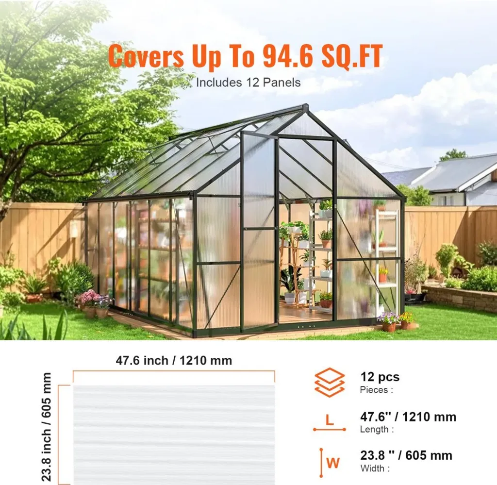 Couverture de jardin résistante aux UV - 12 plaques de serre 6mm