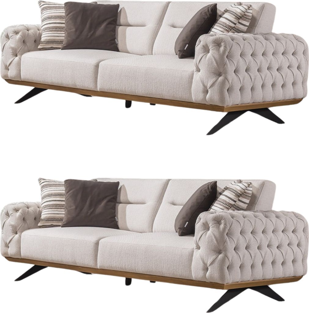 Villa Möbel Sofa Set Cuba Farbe: Beige Stellvariante:3+2 mit Relax-/Bettfunktion durch verstellbare Rückenlehne