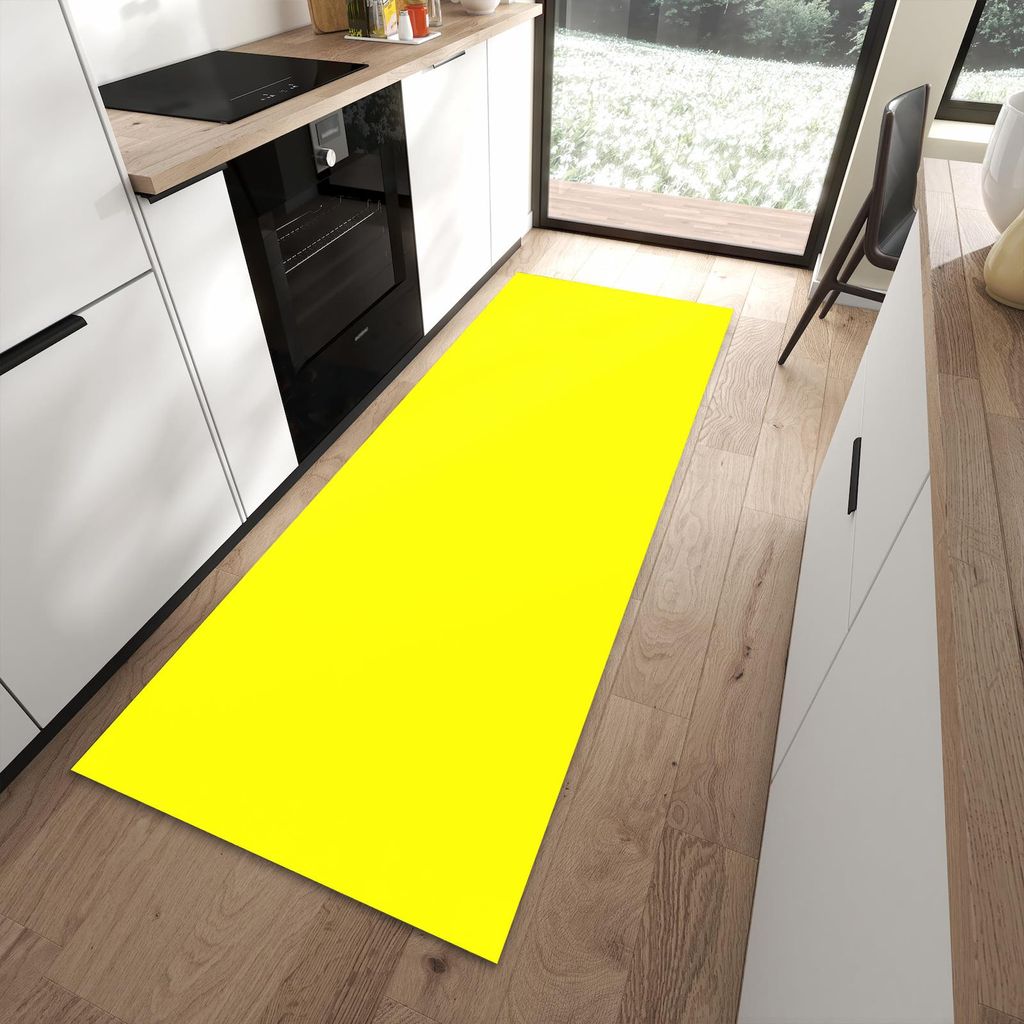 Küchenteppich 90x240cm rutschfest & abwischbar PVC Läufer - Gelber Hintergrund II