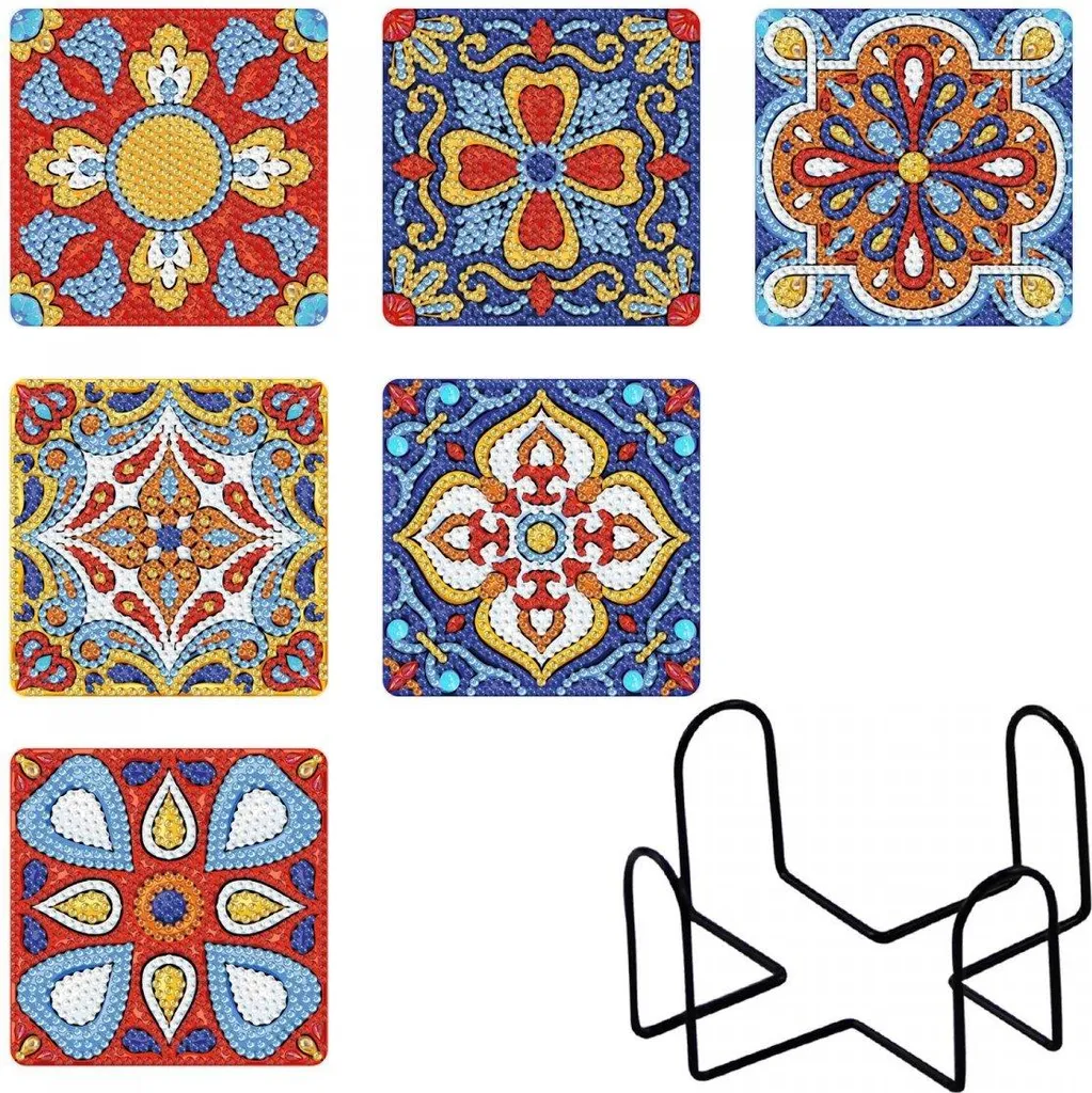Décoration de Table DIY : Lot de 6 Dessous de Verre Mandalas à Diamanter