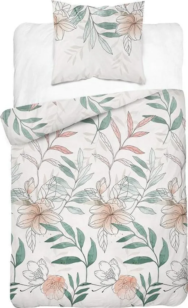 Draps de satin 140x200 fleurs poudrées avec taie d'oreiller Home Satin