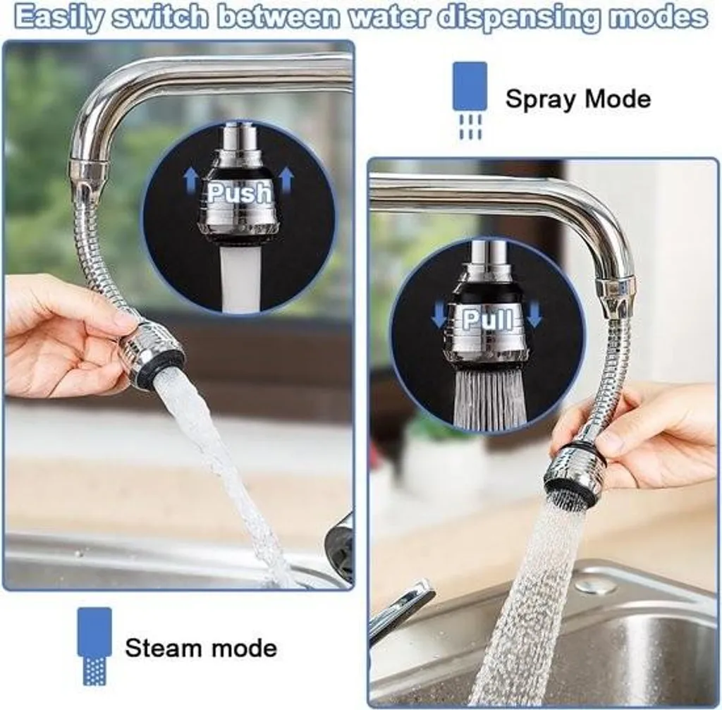 Extension de robinet de cuisine flexible avec deux modes de jet d'eau