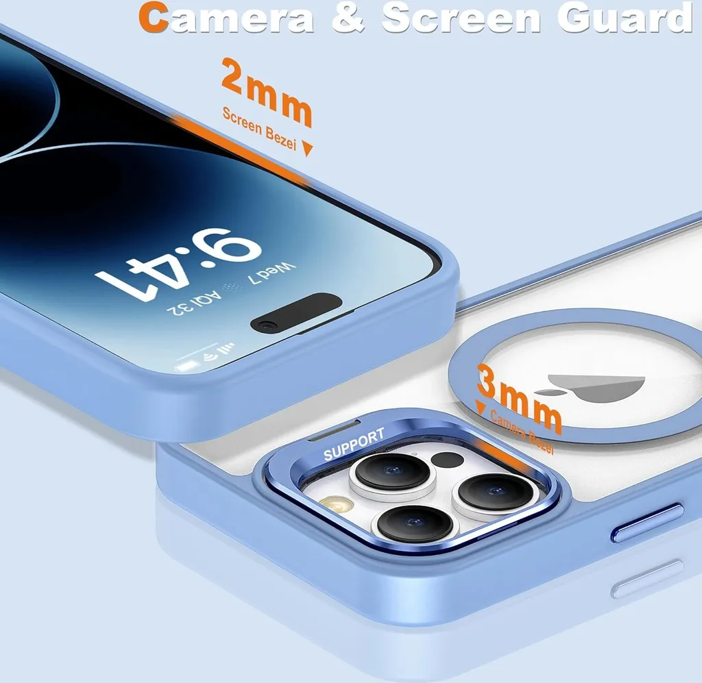 Custodia iPhone 15 Pro Max Blu con MagSafe e Supporto Fotocamera - 4