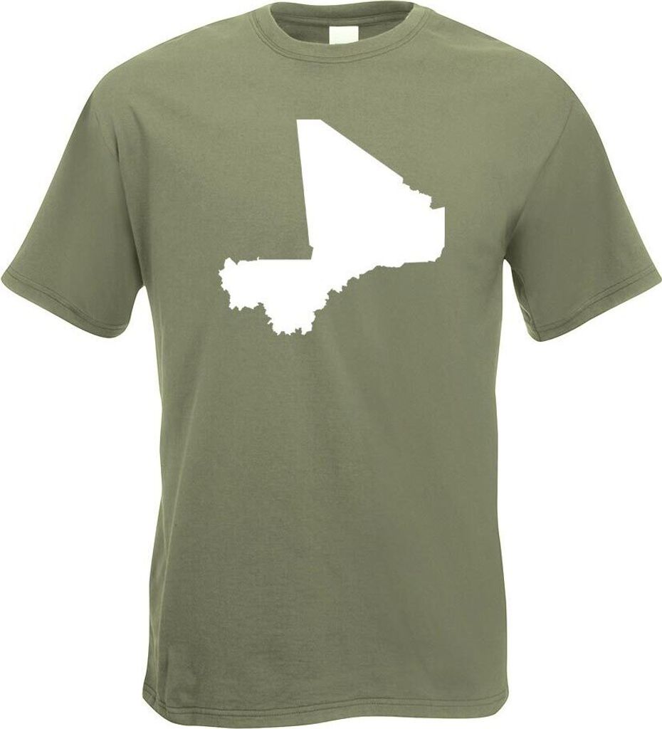 Kiwistar - T-Shirt - Olive - Mali Umriss Kontur Herren Funshirt Bedruckt Design Sprüche Spruch Motive - mit Motiv Bedruckt - Funshirt Design - Spo...