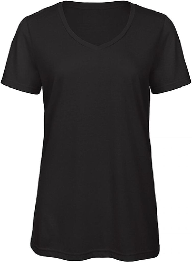 B&C TW058 | Damen V-Neck Triblend T-Shirt - Farbe: Black - Größe: XS