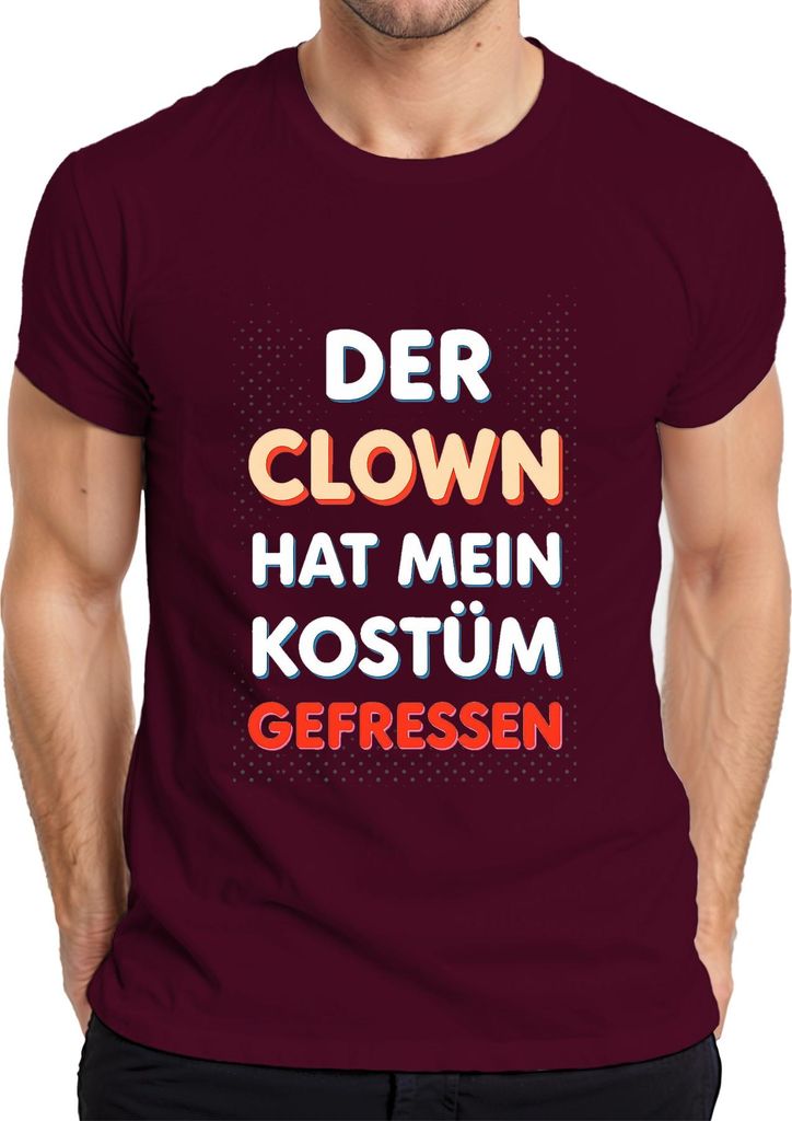 Clown hat mein Kostüm gefressen Karneval Fasching lustig Narr Herren T-Shirt, Burgundy, M