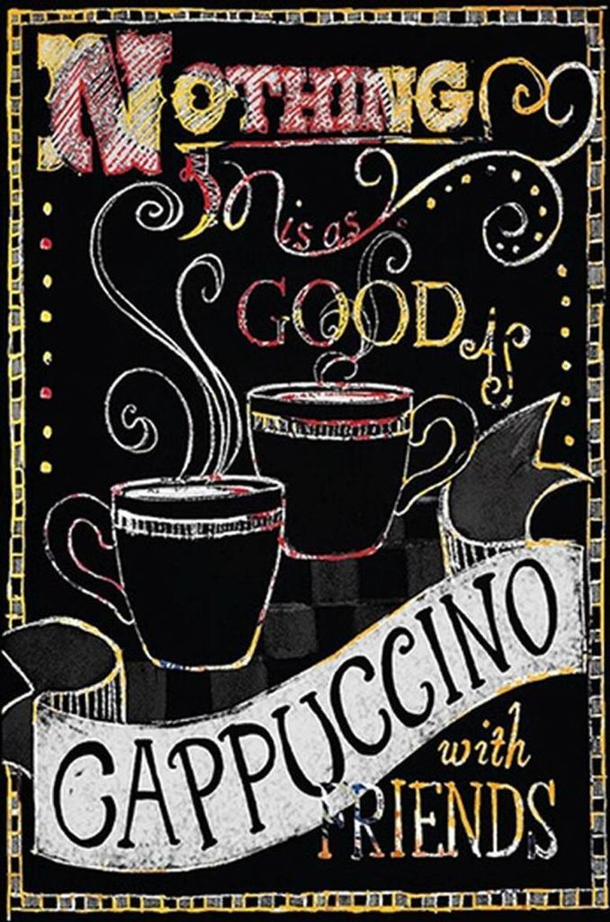 vianmo Holzschild 30x20 cm Cappuccino with friends
