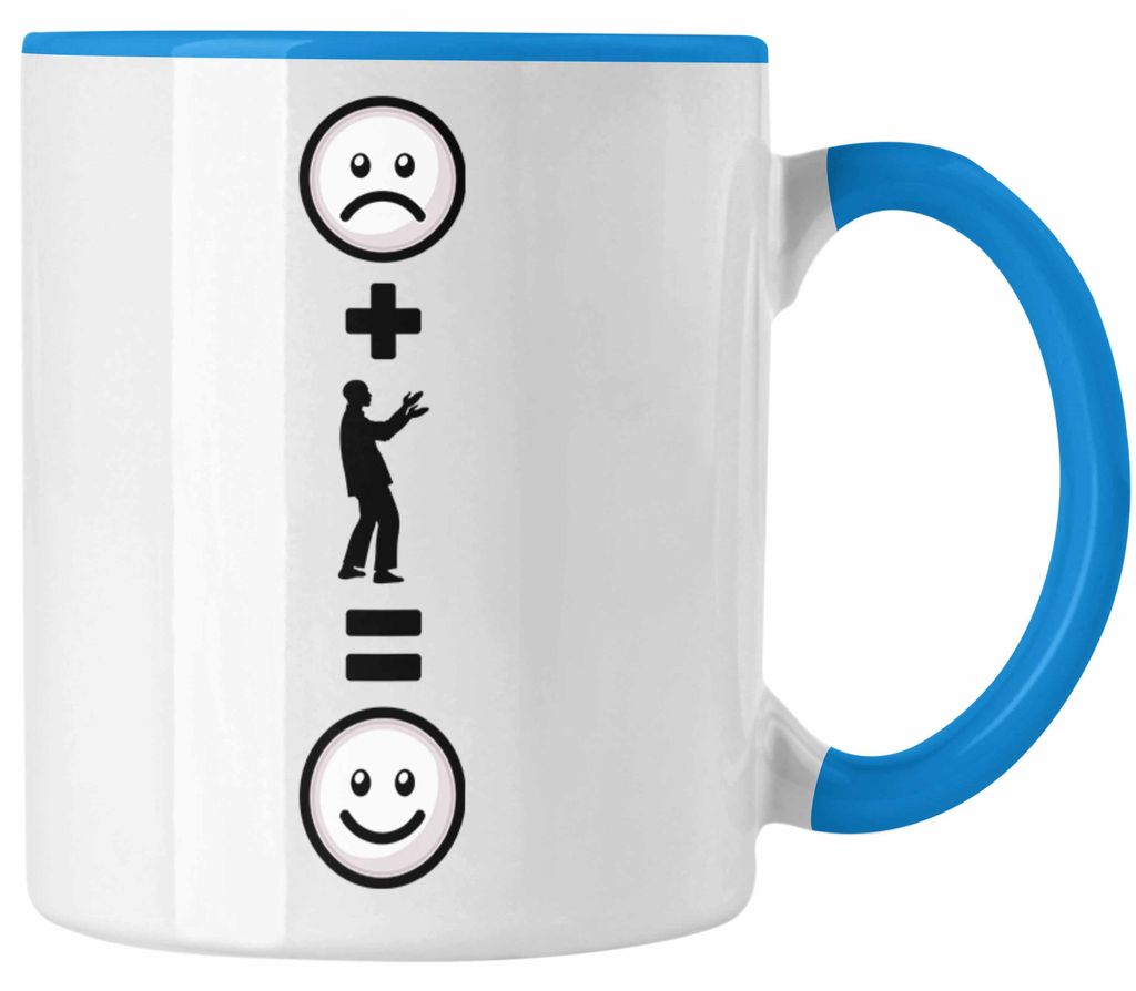 Jonglieren Tasse Geschenk für Jonglieren-Liebhaber Fans Veganer Lustige Geschenkidee :( + Jongleur = :) Geburtstag (Blau)