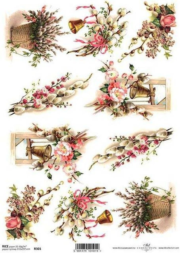 ITD Reispapier Decoupage Bastelpapier Softpapier Serviettentechnik, Blumen R301