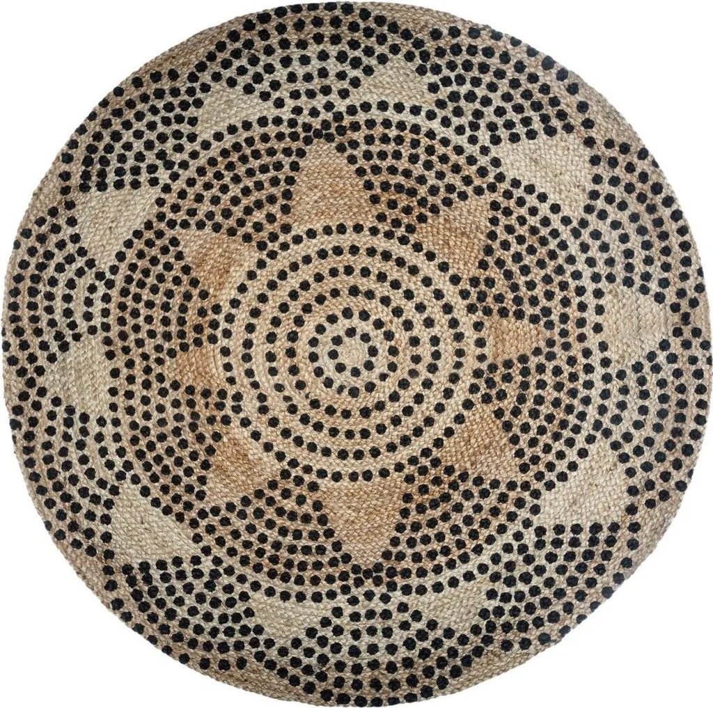 Tapis Rond en Jute 120 cm Wzór 1 - Tapis Tressé Naturel pour Salon