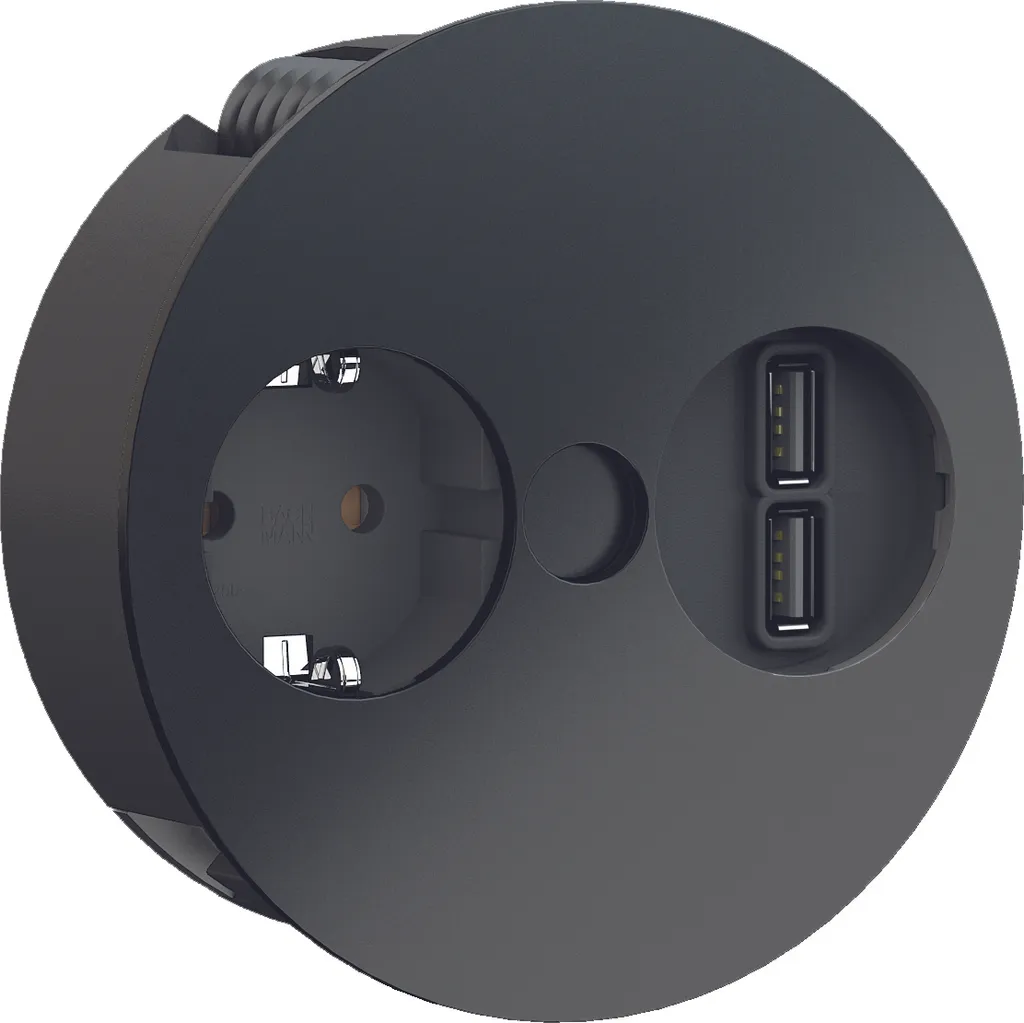 Bloc TWIST Noir 1 Prise de Terre avec Chargeur USB et Câble de 2 Mètres
