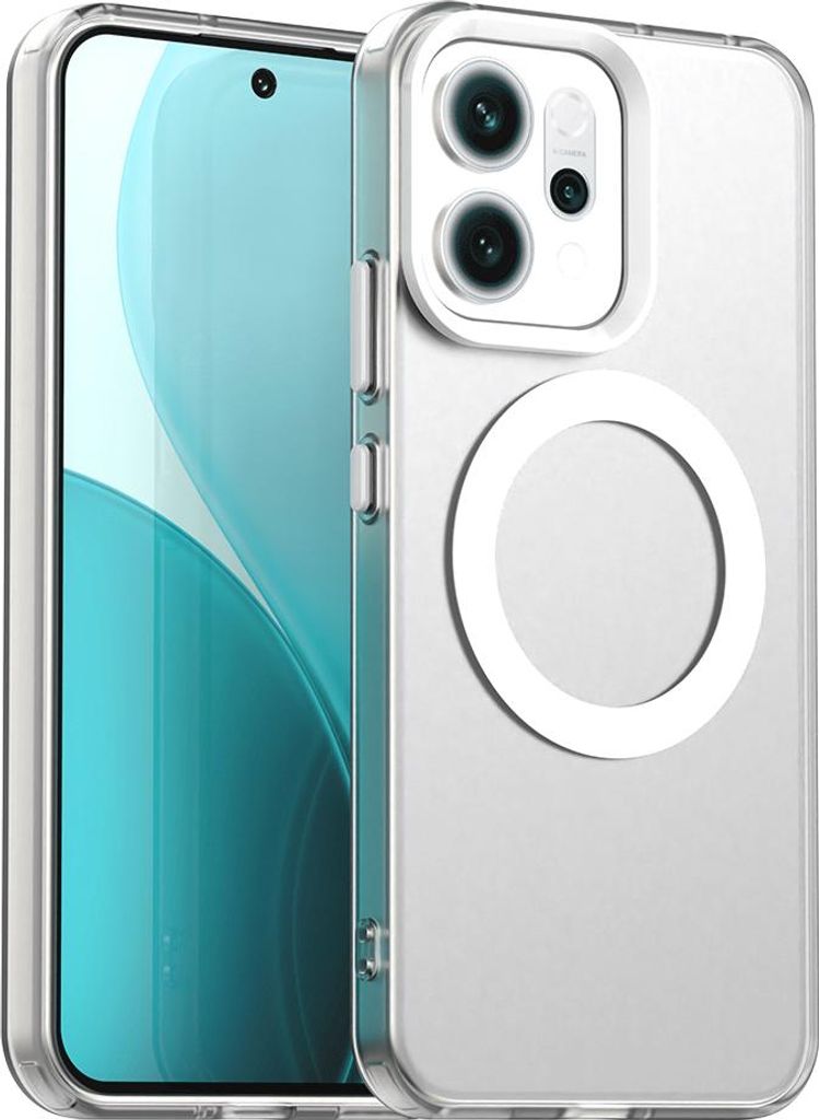 Magnetisch Hülle für Oppo Reno14 F, Schlank Durchscheinend Matt Stoßfest Handyhülle Weiß