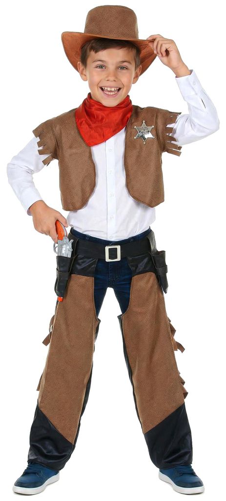 Western Cowboy-Kostüm für Jungen braun-weiss M 7-9 Jahre Produktbild 
