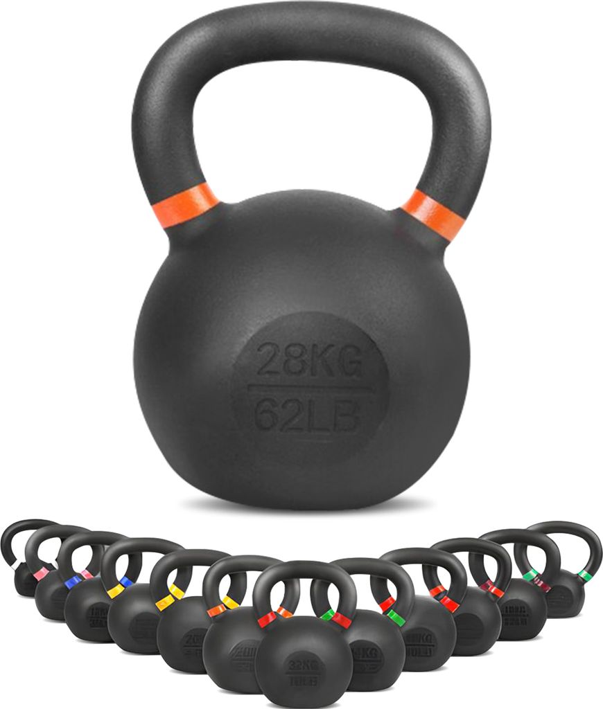 wuuhoo I Kettlebell 28kg massives Gusseisen I Kugelhantel pulverbeschichtet extrem widerstandsfähig I Schwunghantel