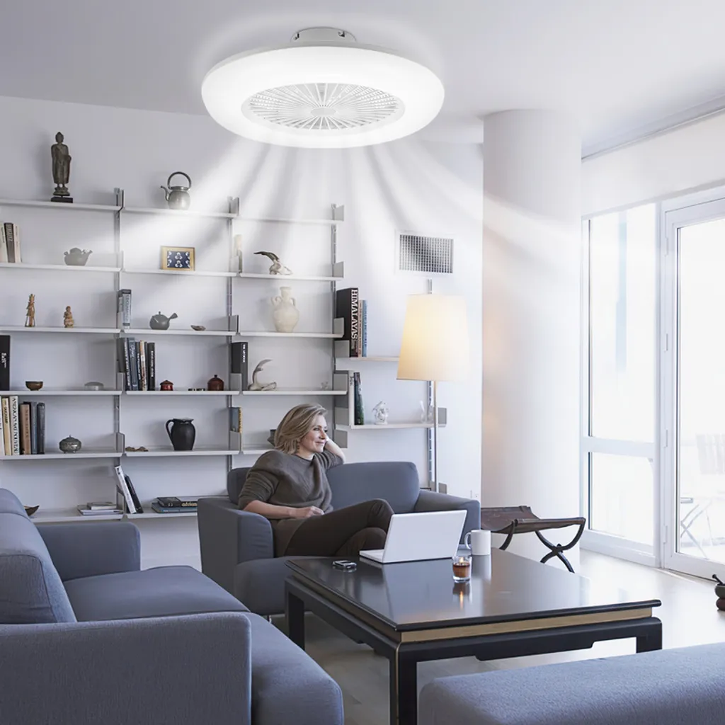 Ventilatore Da Soffitto Con Luci LED 80W E Telecomando - 6 Velocità, Reversibile, Silenzioso, Regolabile 3000K-6500K, 80cm, Per Soggiorno E Camera - 2
