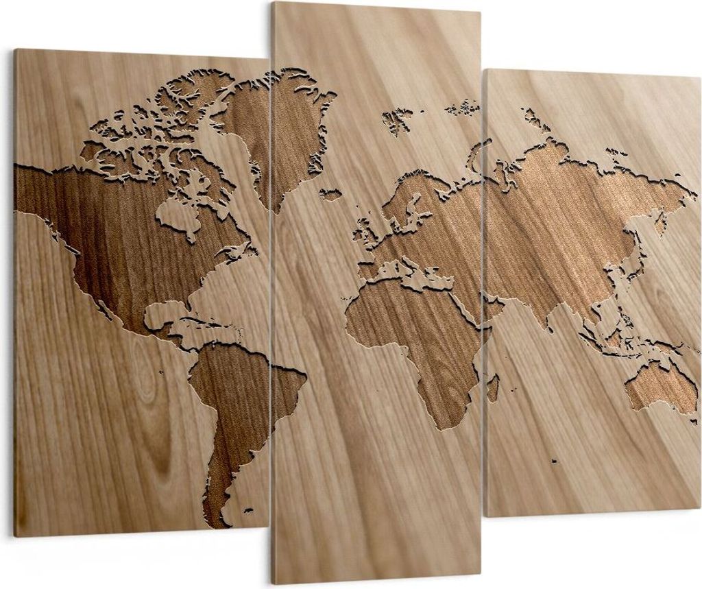 Bild auf Leinwand - Leinwandbild - Geographie Globus Karte - 130x100cm - Wand Bild - Wanddeko - Leinwanddruck - Bilder - Kunstdruck - Wanddekoratio...