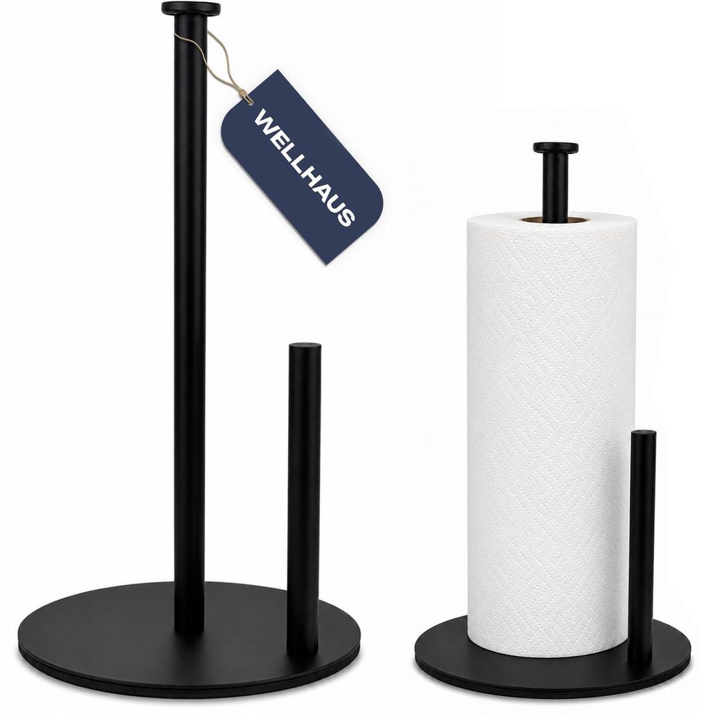 WELLHAUS Küchenrollenhalter Stahl Schwarz mit Abreißhilfe Produktbild 
