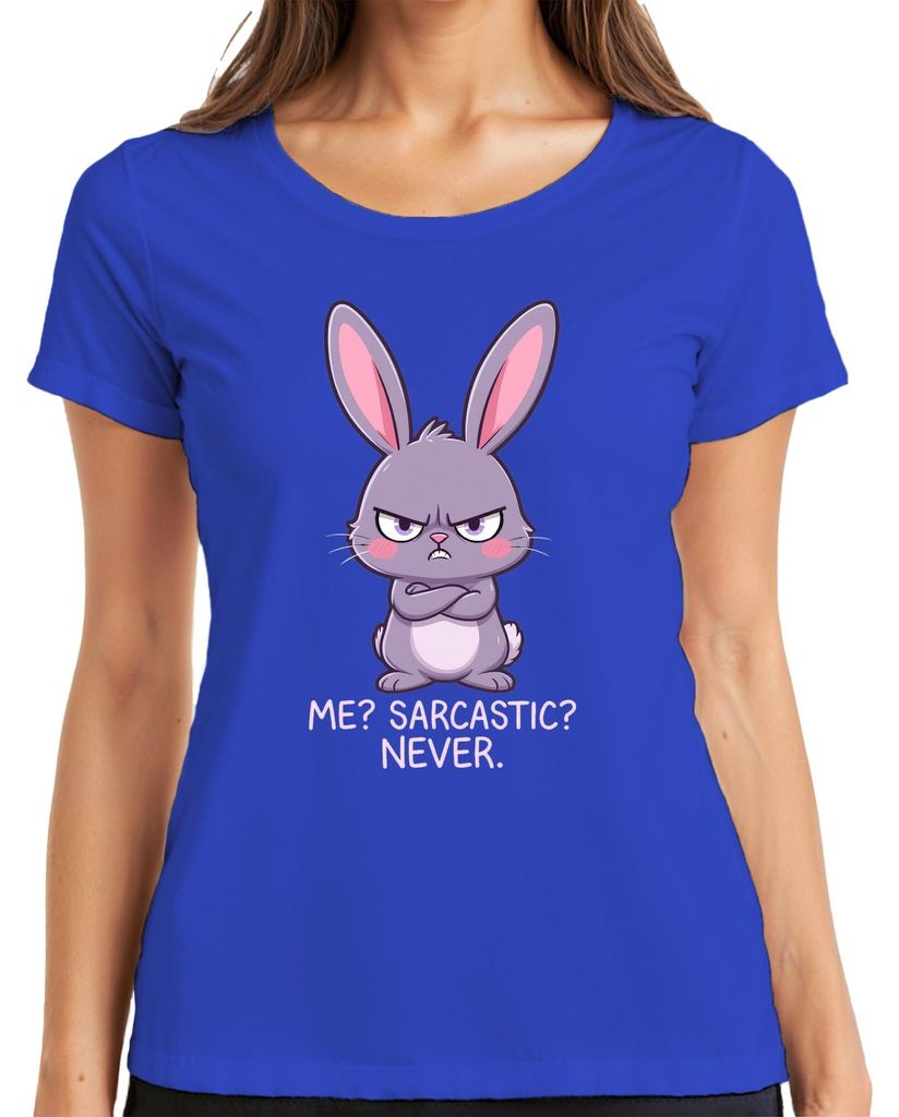 Me Sarcastic Never grumpy bunny lila Hase lustig Geschenk Ostern Damen T-Shirt, Blau, 3XL
