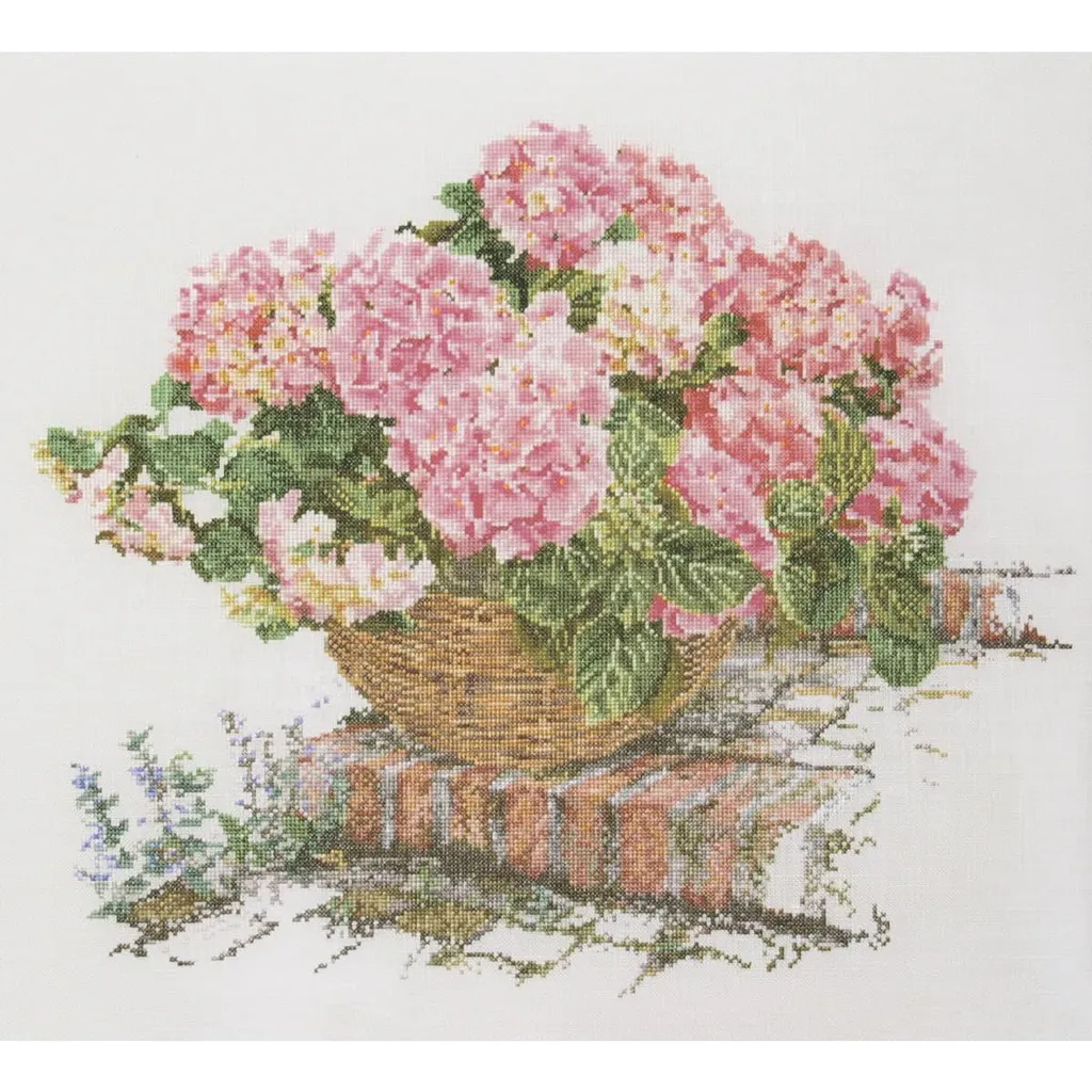 Regalo Kit Punto Croce Thea Gouverneur Ortensia Rosa II Aida 16ct