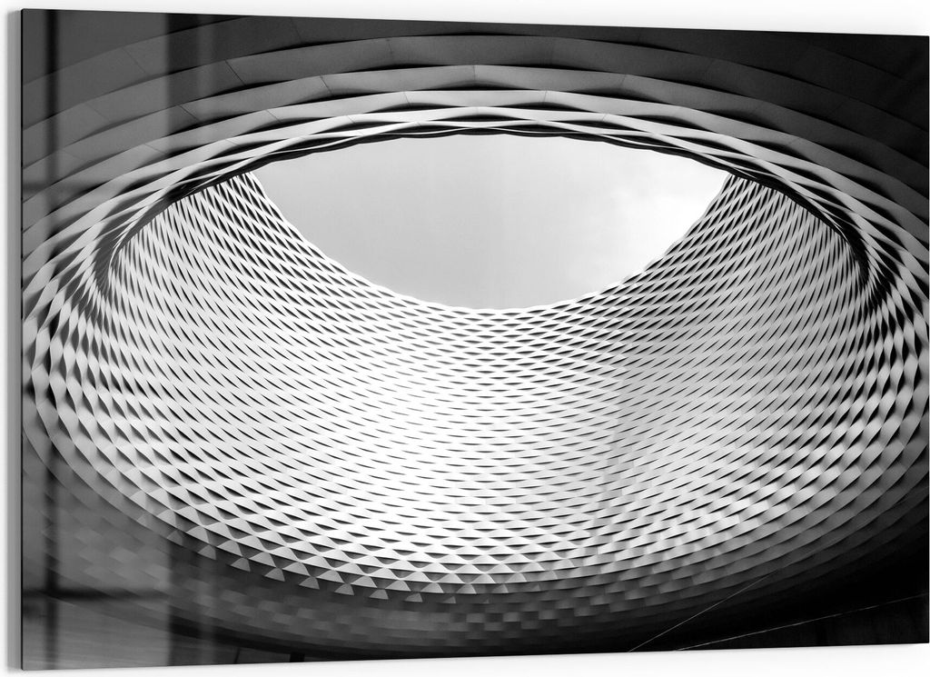 DEQORI Glasbild Echtglas 90x60 cm 'Zylinder der Messe Basel' Wandbild Bild modern Deko