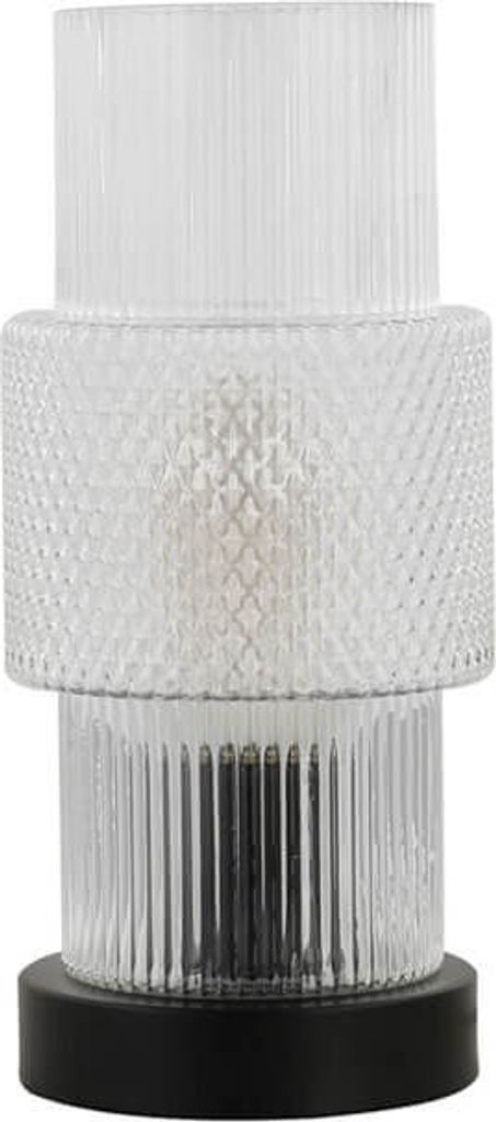 HOME DELUXE Kleine Tischlampe aus Glas YUKI - Transparent | Tischleuchte Schreibtischlampe Nachttischlampe