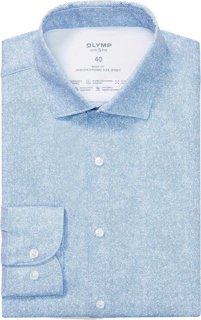 Olymp Jersey Hemd Body Fit hellblau