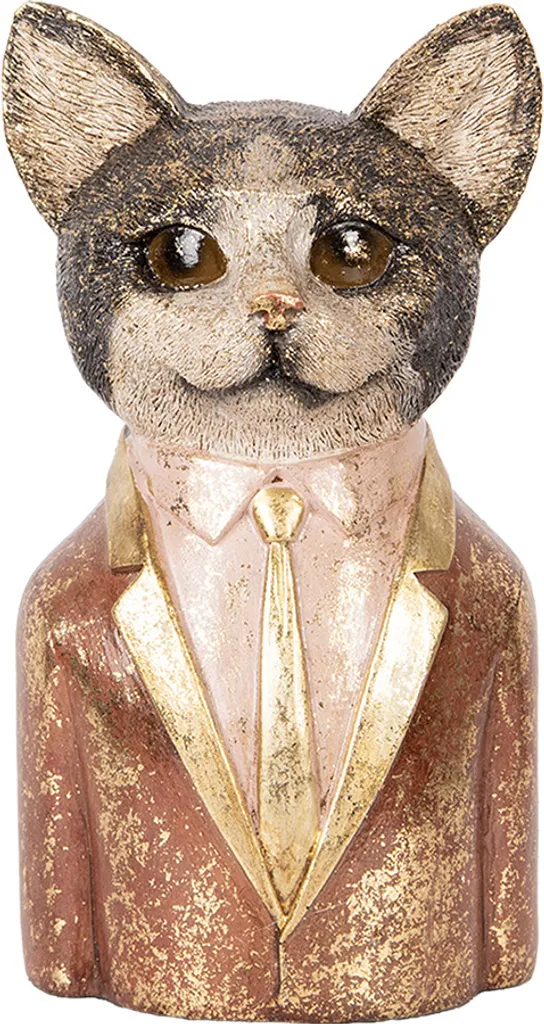 Gatto Decorativo Clayre & Eef 23 cm Marrone | Accent Piece Home Decor