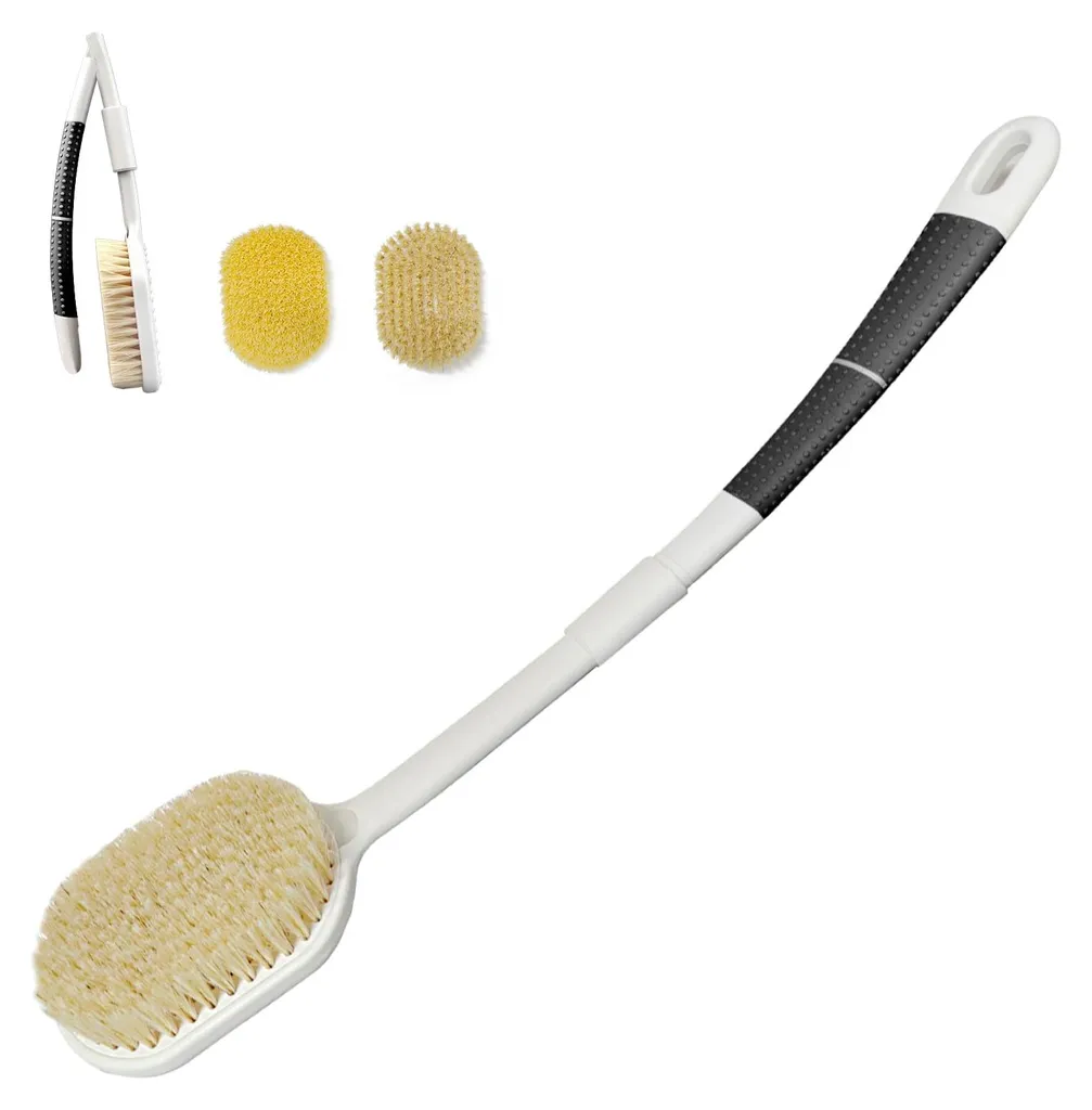 Brosse exfoliante dos pliable 50 cm à tête amovible et manche ergonomique